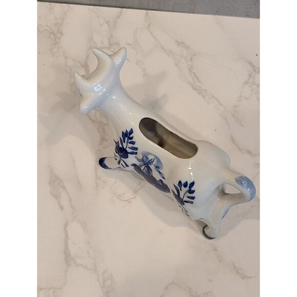 Blue Delft Cow Shaped Creamer Classic Blue & White Windmill & Floral Design 6" - Picture 8 of 8
